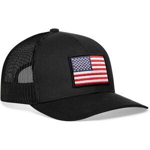 American Flag Hat Cap Trucker Hat for Men & Women Adjustable Baseball Cap Black